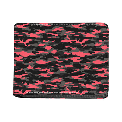 Black And Pink Camouflage Print Bifold Wallet