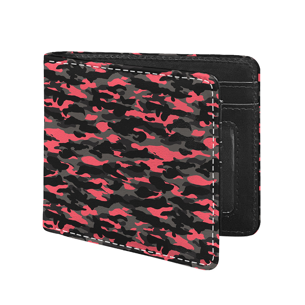 Black And Pink Camouflage Print Bifold Wallet