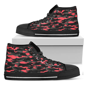 Black And Pink Camouflage Print Black High Top Sneakers