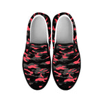 Black And Pink Camouflage Print Black Slip On Sneakers