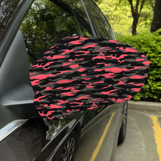 Black And Pink Camouflage Print Car Side Mirror Covers