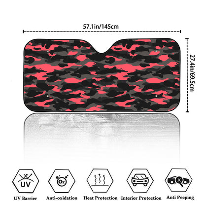 Black And Pink Camouflage Print Car Windshield Sun Shade