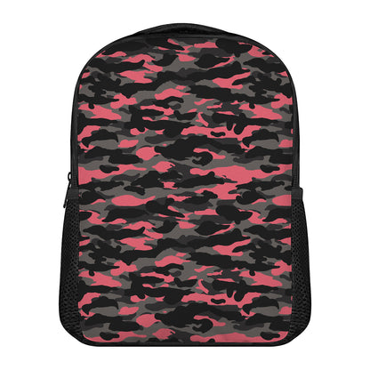 Black And Pink Camouflage Print Casual Backpack