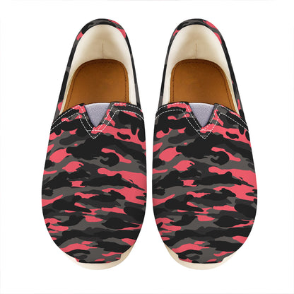 Black And Pink Camouflage Print Casual Shoes