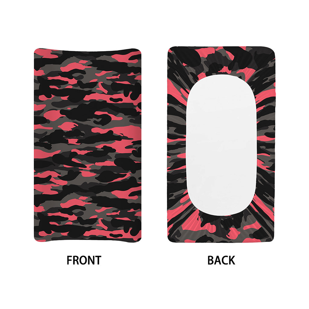 Black And Pink Camouflage Print Changing Pad Cover