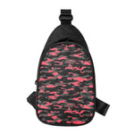 Black And Pink Camouflage Print Chest Bag
