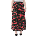 Black And Pink Camouflage Print Chiffon Maxi Skirt