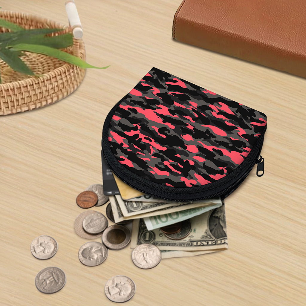 Black And Pink Camouflage Print Coin Purse