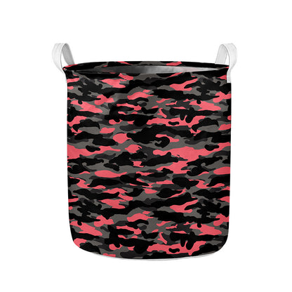Black And Pink Camouflage Print Collapsible Laundry Basket