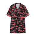 Black And Pink Camouflage Print Cotton Hawaiian Shirt