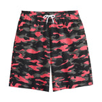 Black And Pink Camouflage Print Cotton Shorts