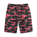 Black And Pink Camouflage Print Cotton Shorts