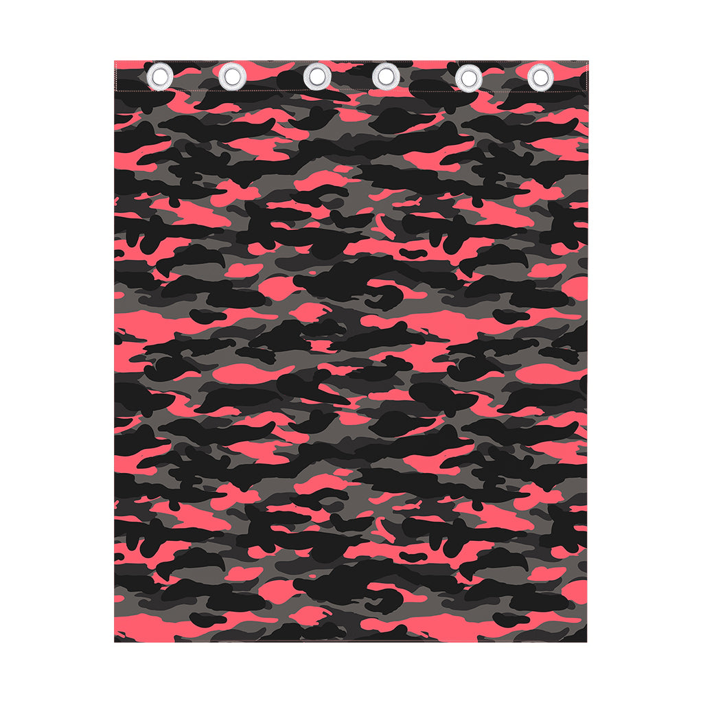 Black And Pink Camouflage Print Curtain