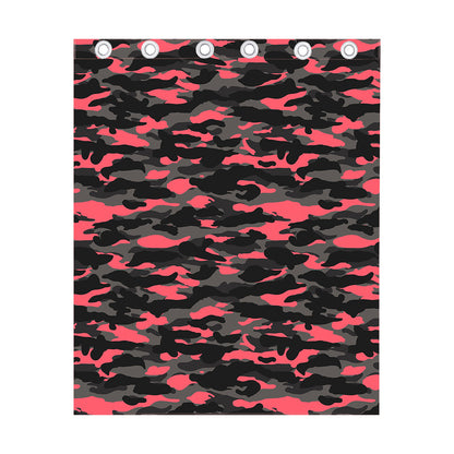 Black And Pink Camouflage Print Curtain