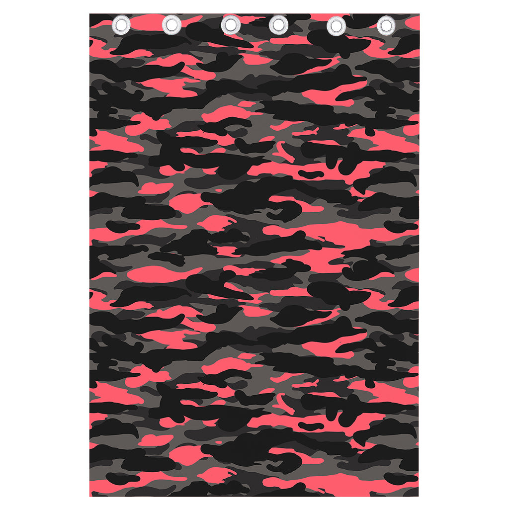 Black And Pink Camouflage Print Curtain