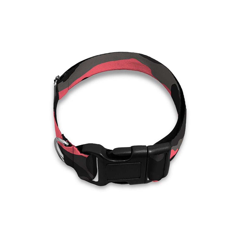 Black And Pink Camouflage Print Dog Collar