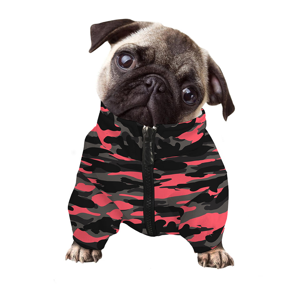Black And Pink Camouflage Print Dog Zip Up Jacket