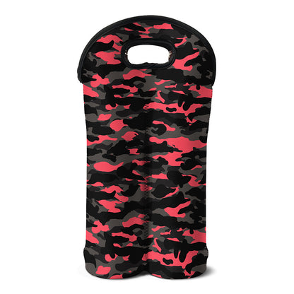 Black And Pink Camouflage Print Double Neoprene Wine Tote
