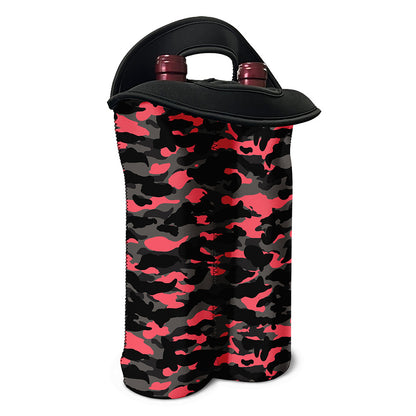 Black And Pink Camouflage Print Double Neoprene Wine Tote