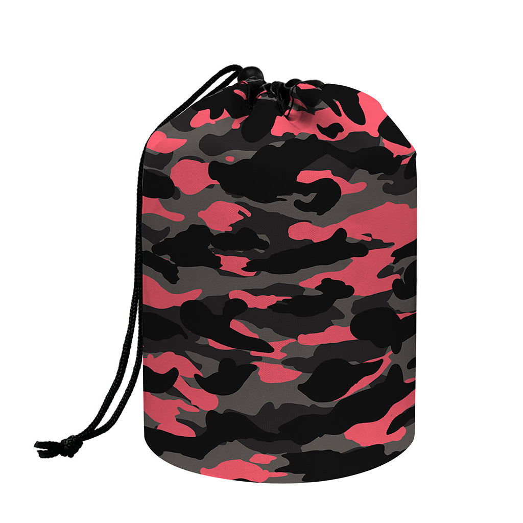 Black And Pink Camouflage Print Drawstring Makeup Bag