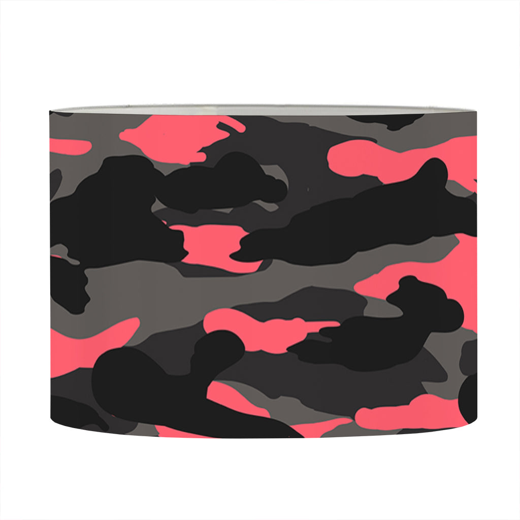 Black And Pink Camouflage Print Drum Lamp Shade