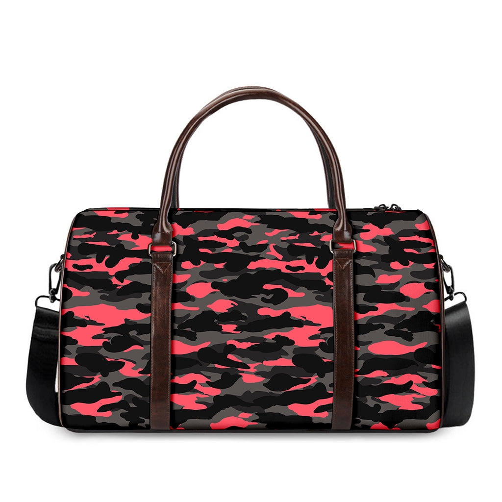 Black And Pink Camouflage Print Duffle Bag