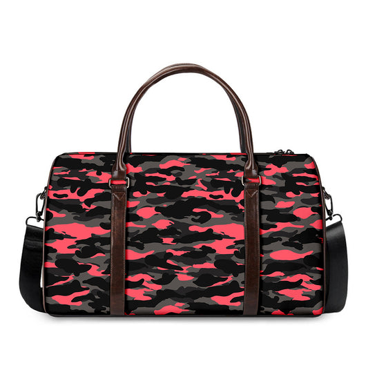 Black And Pink Camouflage Print Duffle Bag