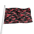 Black And Pink Camouflage Print Flag
