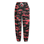 Black And Pink Camouflage Print Fleece Lined Knit Pants