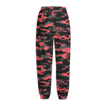 Black And Pink Camouflage Print Fleece Lined Knit Pants