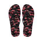 Black And Pink Camouflage Print Flip Flops