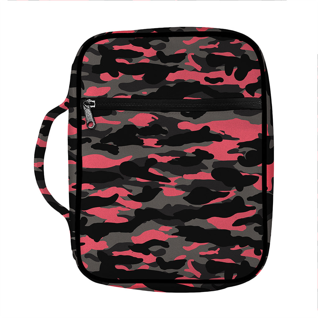 Black And Pink Camouflage Print Front Pocket Bible Bag