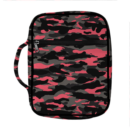 Black And Pink Camouflage Print Front Pocket Bible Bag