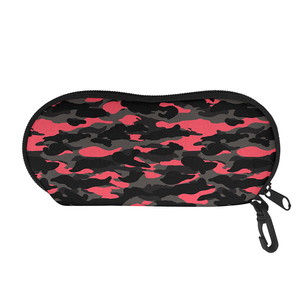 Black And Pink Camouflage Print Glasses Case