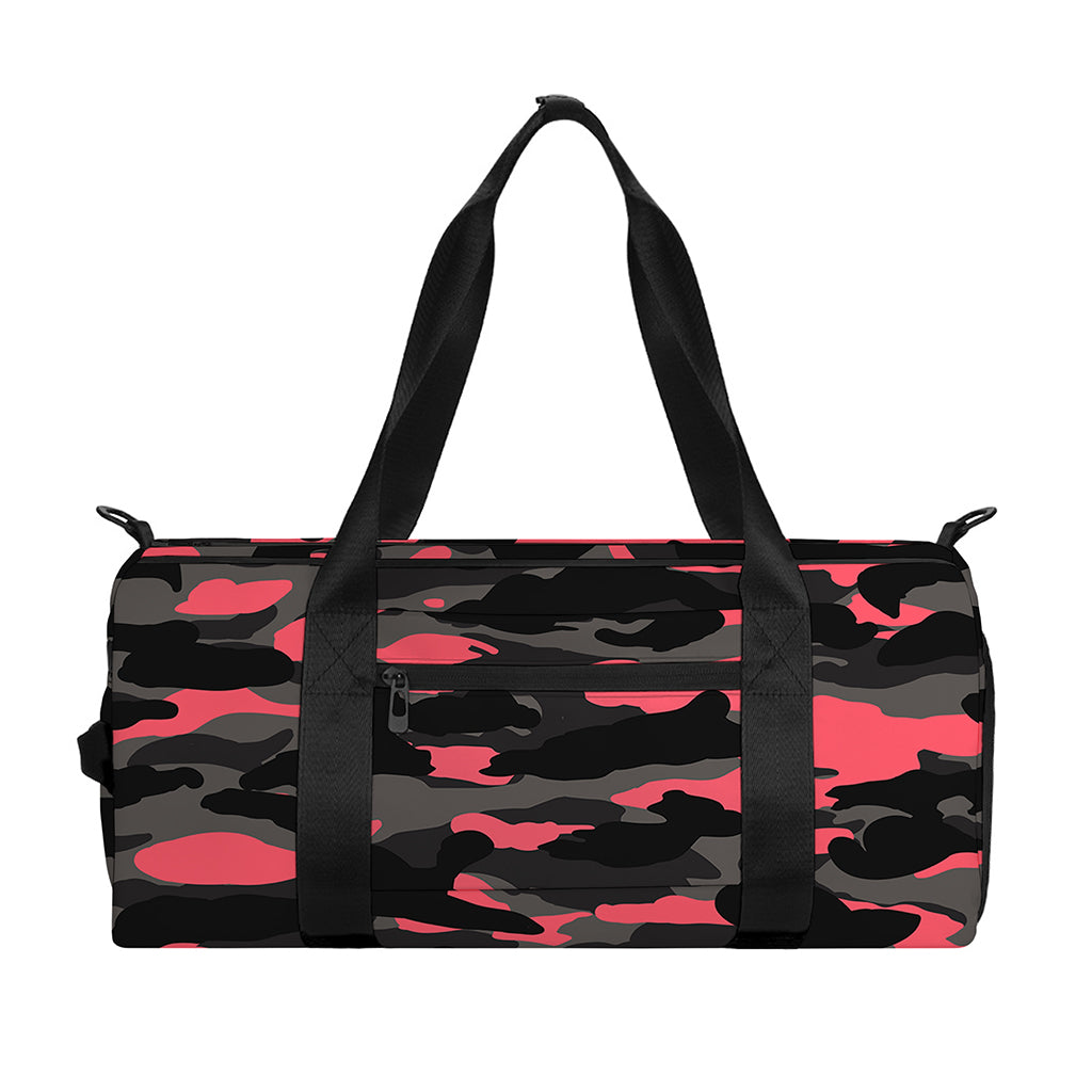 Black And Pink Camouflage Print Gym Bag