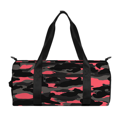 Black And Pink Camouflage Print Gym Bag