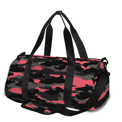 Black And Pink Camouflage Print Gym Bag
