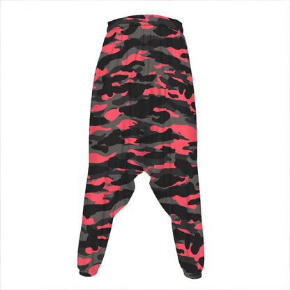Black And Pink Camouflage Print Hammer Pants
