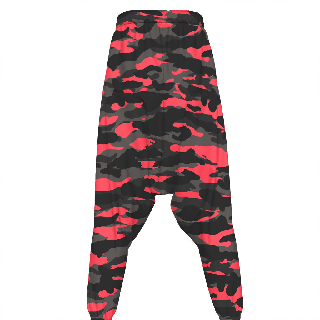 Black And Pink Camouflage Print Hammer Pants