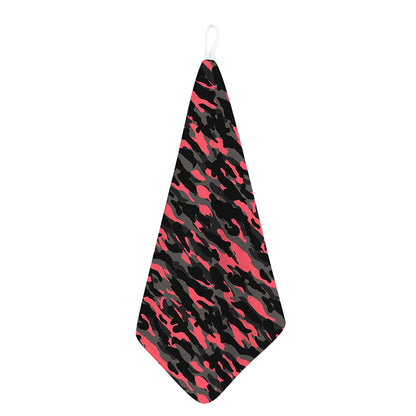 Black And Pink Camouflage Print Hand Towel