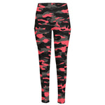 Black And Pink Camouflage Print High-Waisted Pocket Leggings