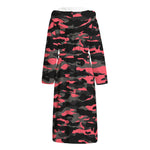 Black And Pink Camouflage Print Hooded Bathrobe