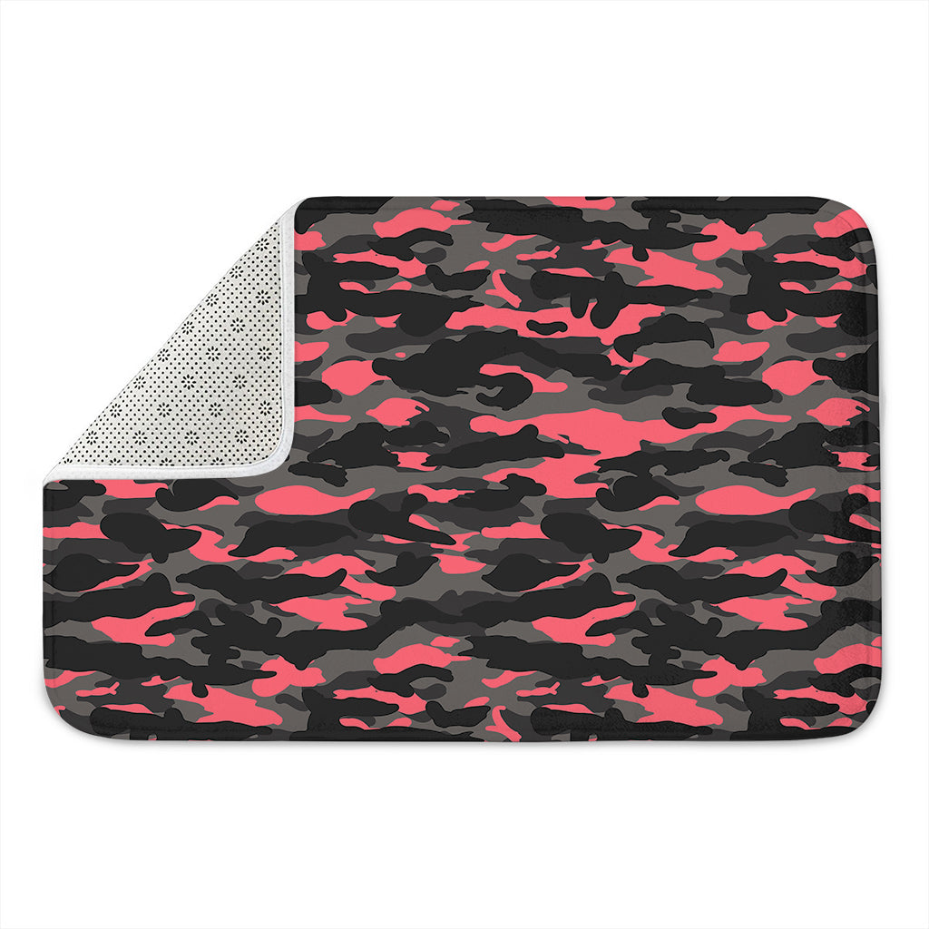 Black And Pink Camouflage Print Indoor Door Mat