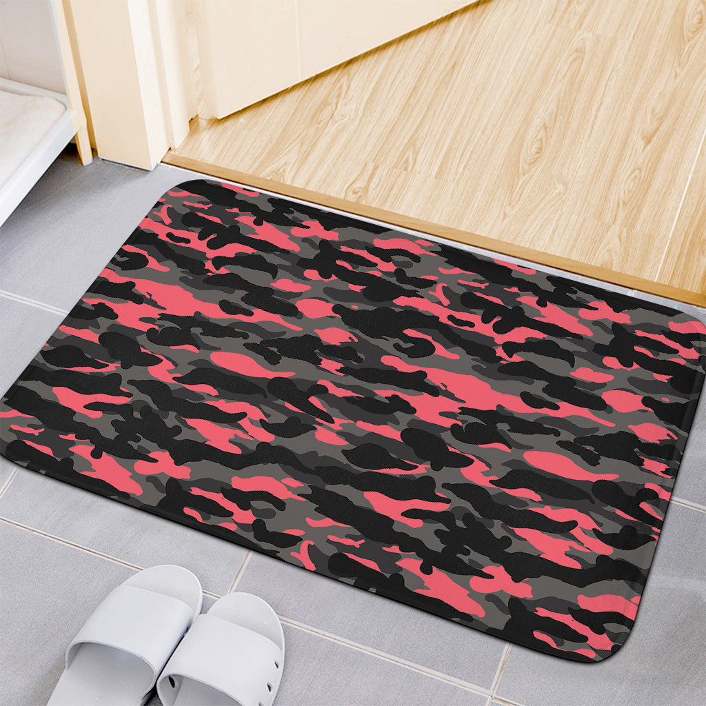 Black And Pink Camouflage Print Indoor Door Mat