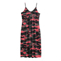 Black And Pink Camouflage Print Jersey Midi Cami Dress
