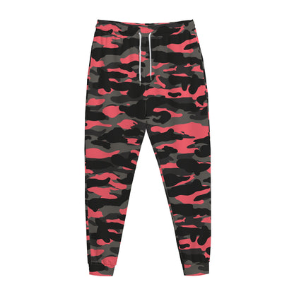 Black And Pink Camouflage Print Jogger Pants