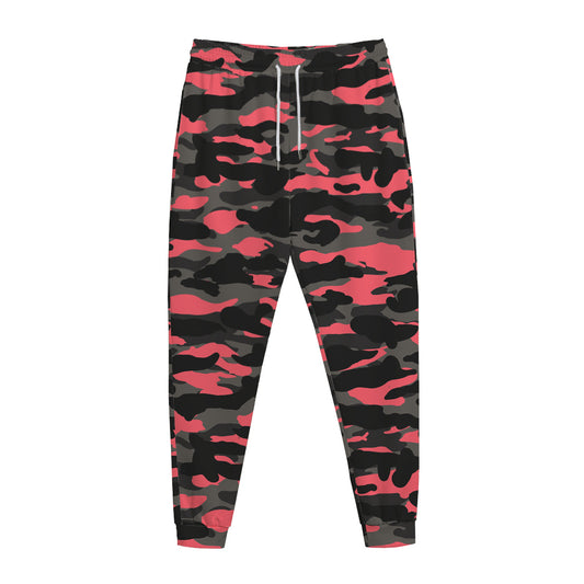 Black And Pink Camouflage Print Jogger Pants