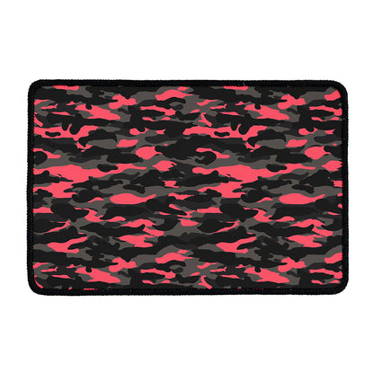 Black And Pink Camouflage Print Kitchen Mat