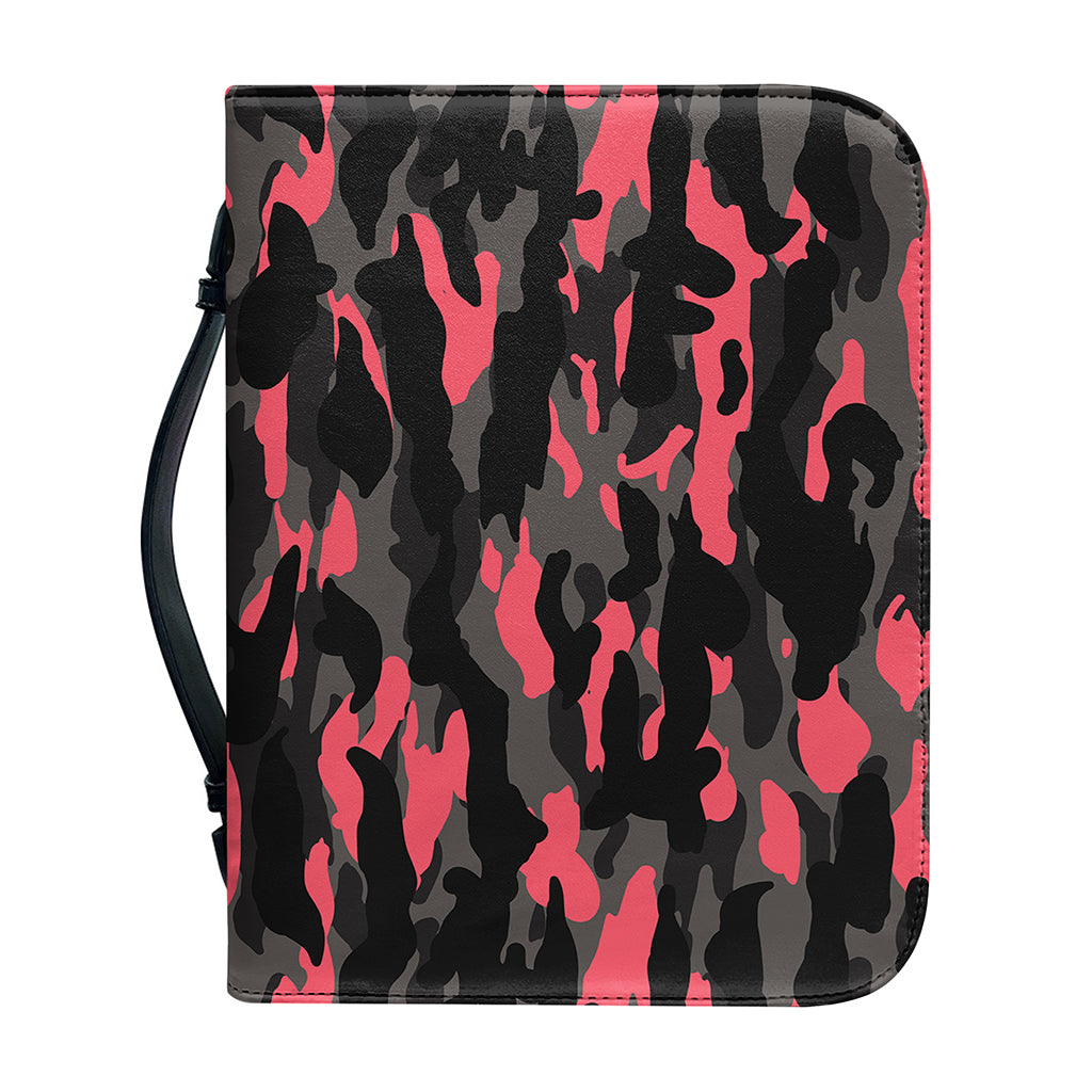 Black And Pink Camouflage Print Leather Bible Cover