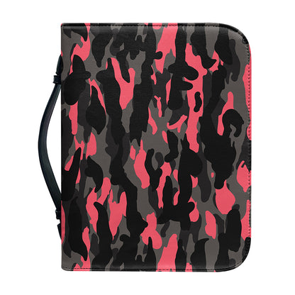 Black And Pink Camouflage Print Leather Bible Cover